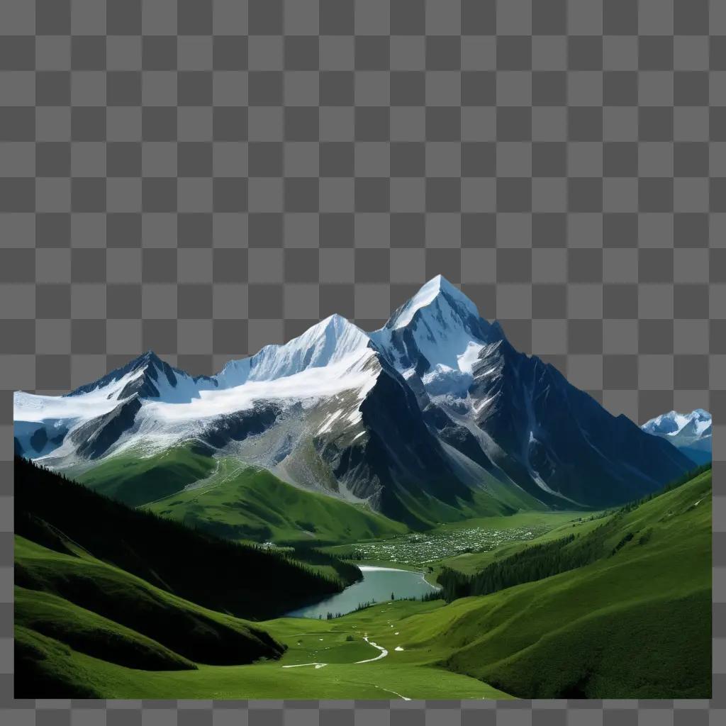 realistic mountain drawing of a beautiful landscape