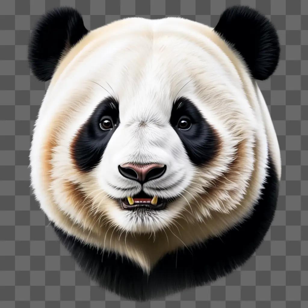 realistic panda drawing with a white and black face