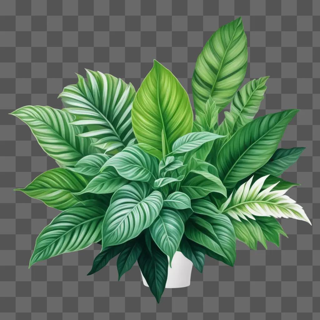 realistic plant drawing is displayed on a green background