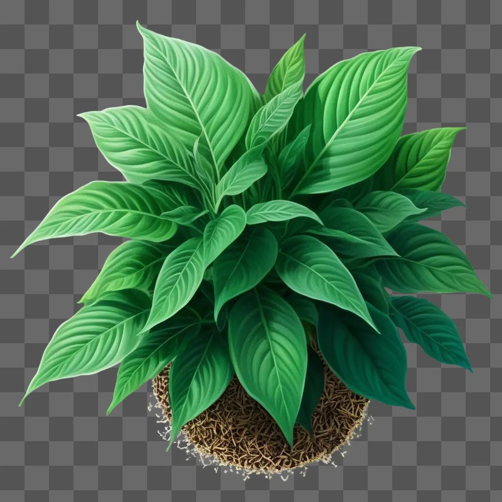 realistic plant drawing on a green background