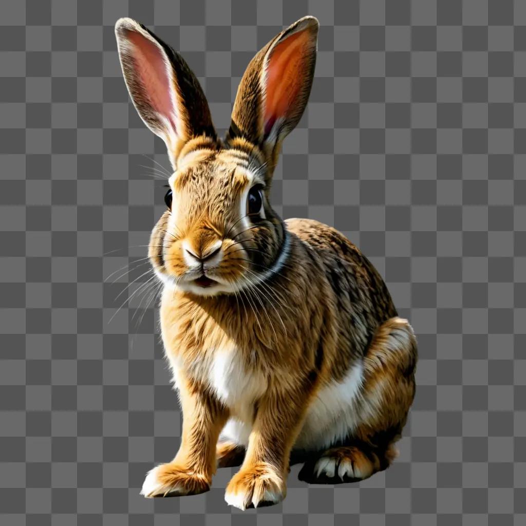 realistic rabbit drawing A brown rabbit sits on a beige background