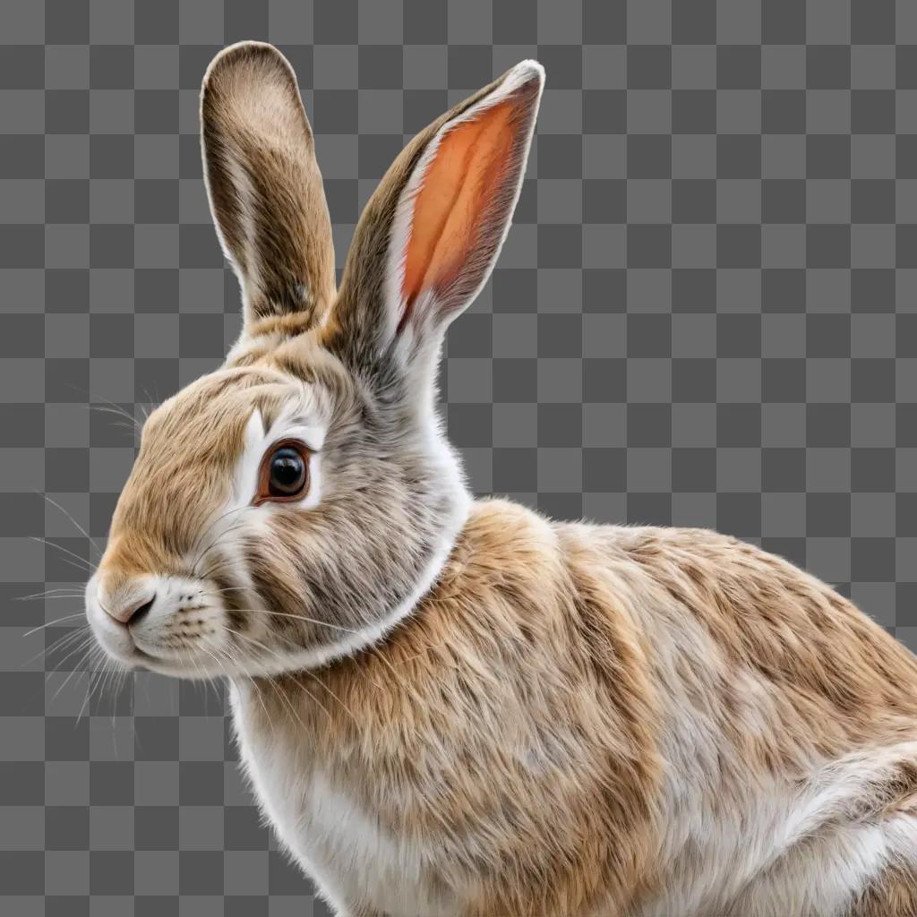 realistic rabbit drawing A brown rabbit with a white ear