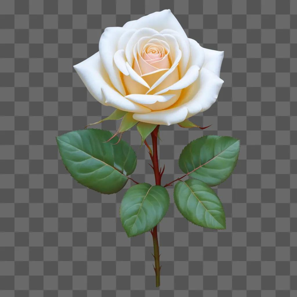 realistic rose drawing with leaves