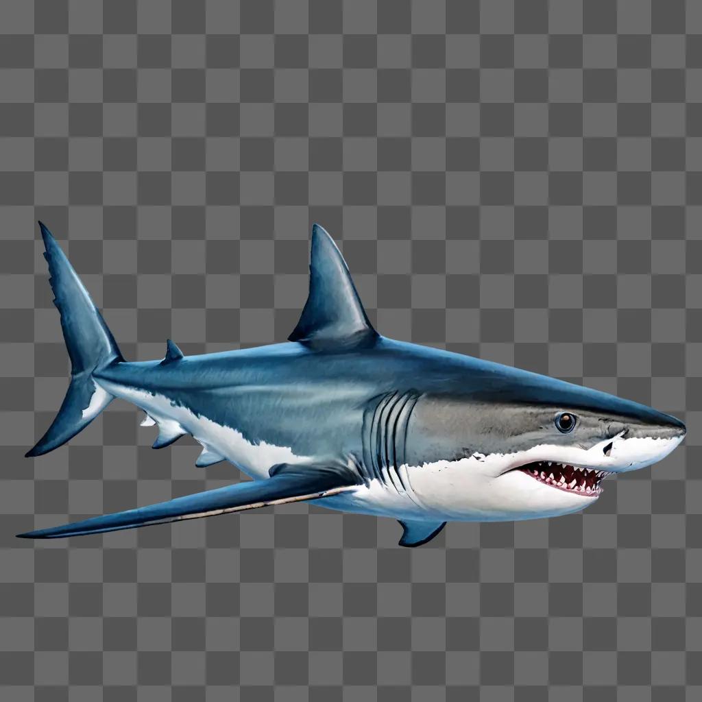 realistic shark drawing A large shark swimming in the water