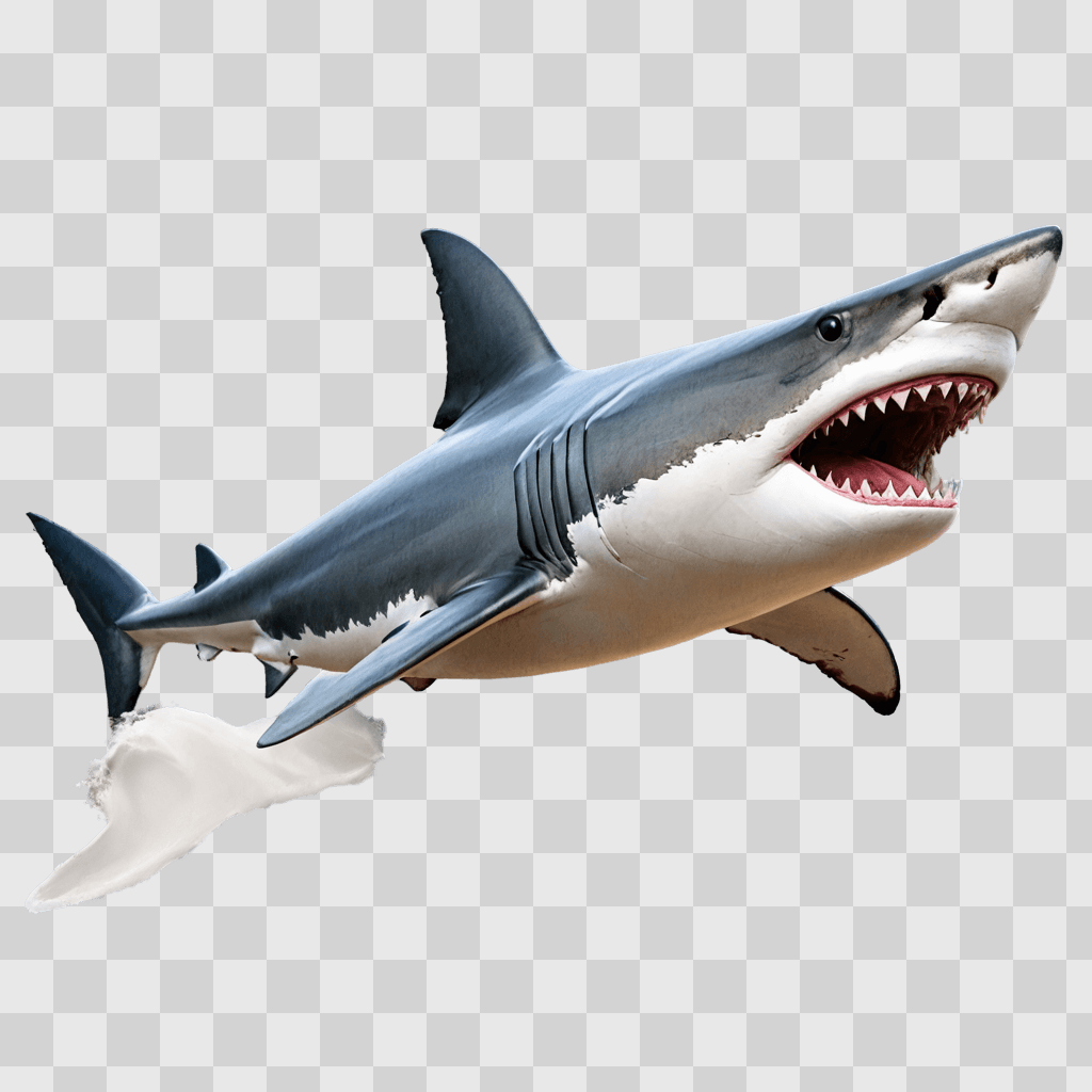 realistic shark drawing Grey shark with mouth wide open in sculpture