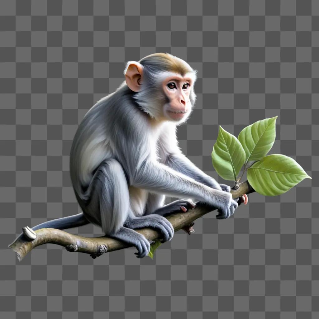 realistic sketch of a monkey sitting on a branch