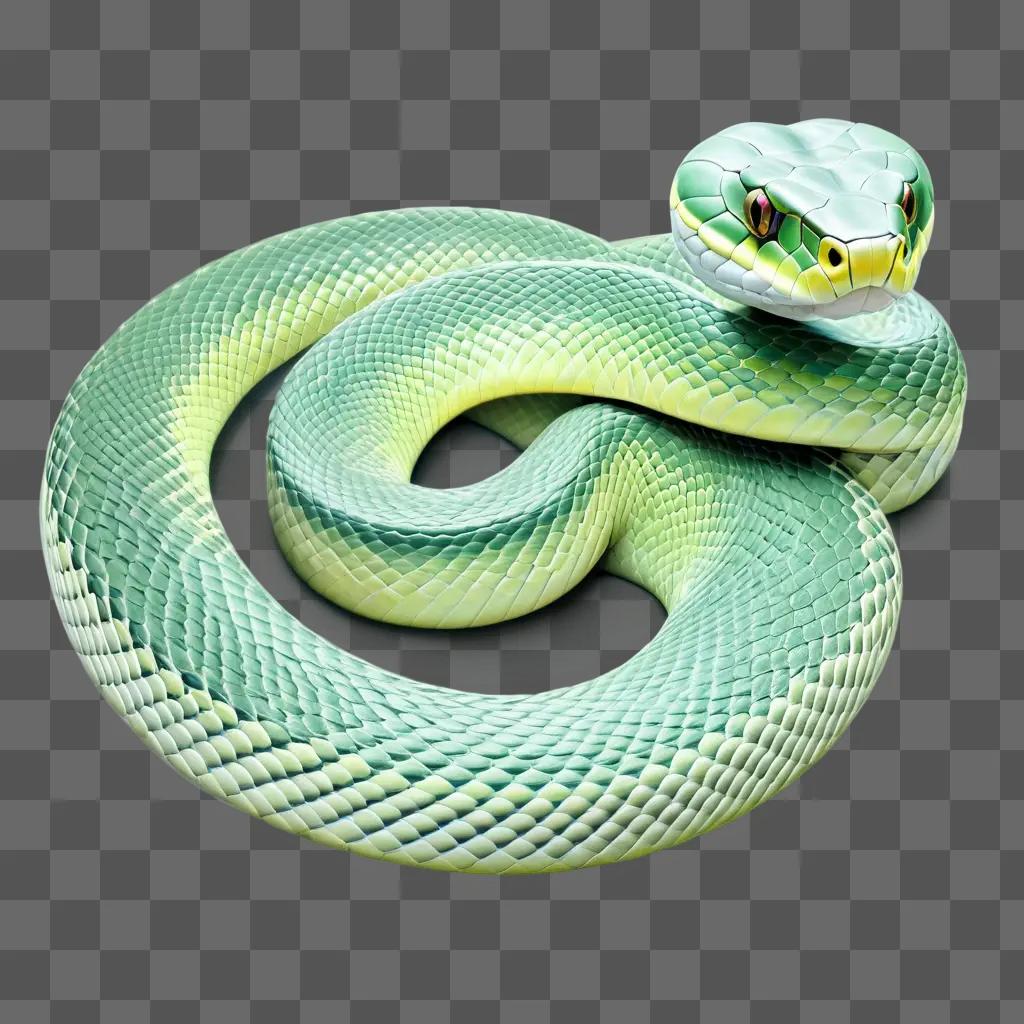 realistic snake drawing, a serpent of green and yellow hues