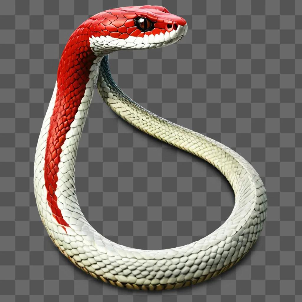 realistic snake drawing A red and white snake is on a beige background