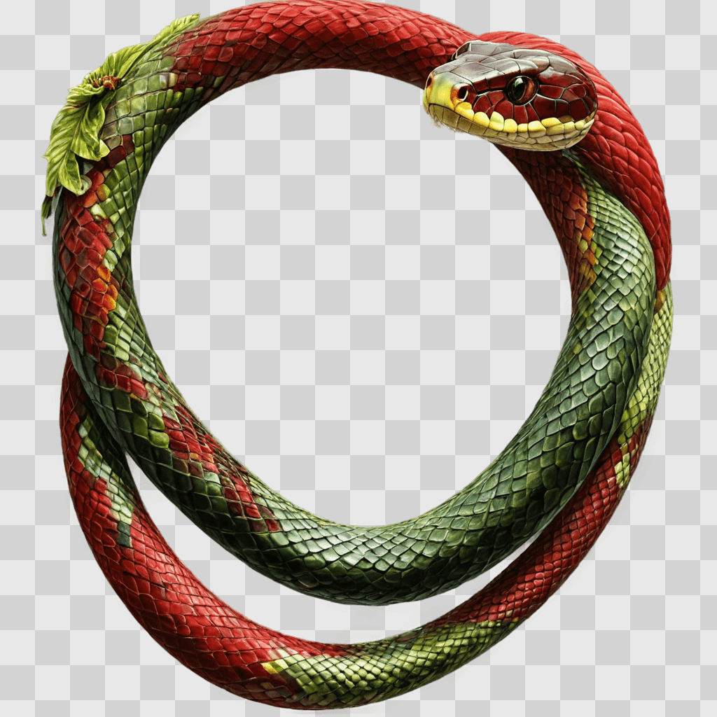 realistic snake drawing A snake wrapped around a green and red circle