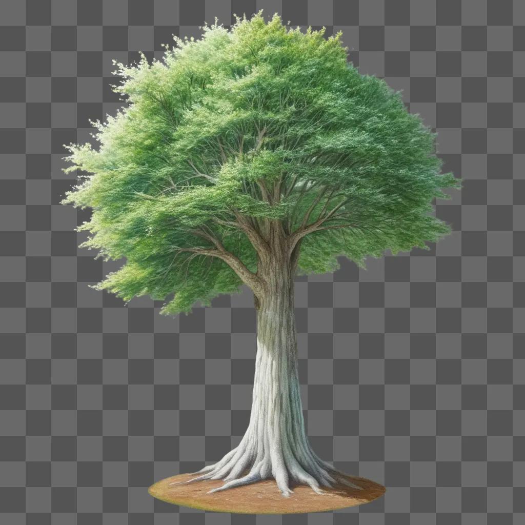 realistic tree drawing against a green background