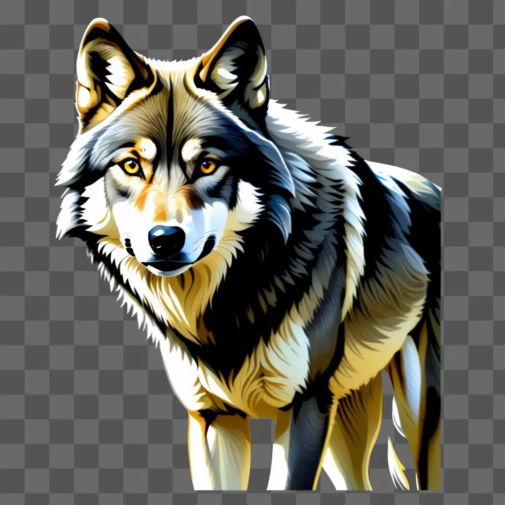 realistic wolf drawing is shown in a blur effect