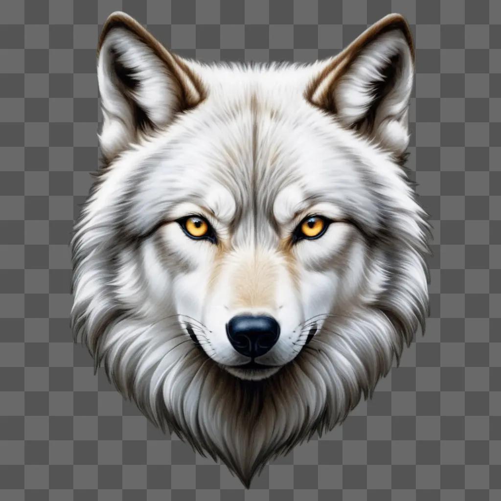 realistic wolf drawing with yellow eyes