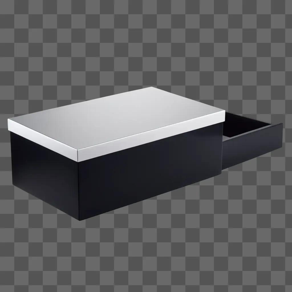 rectangular box sits on a dark surface