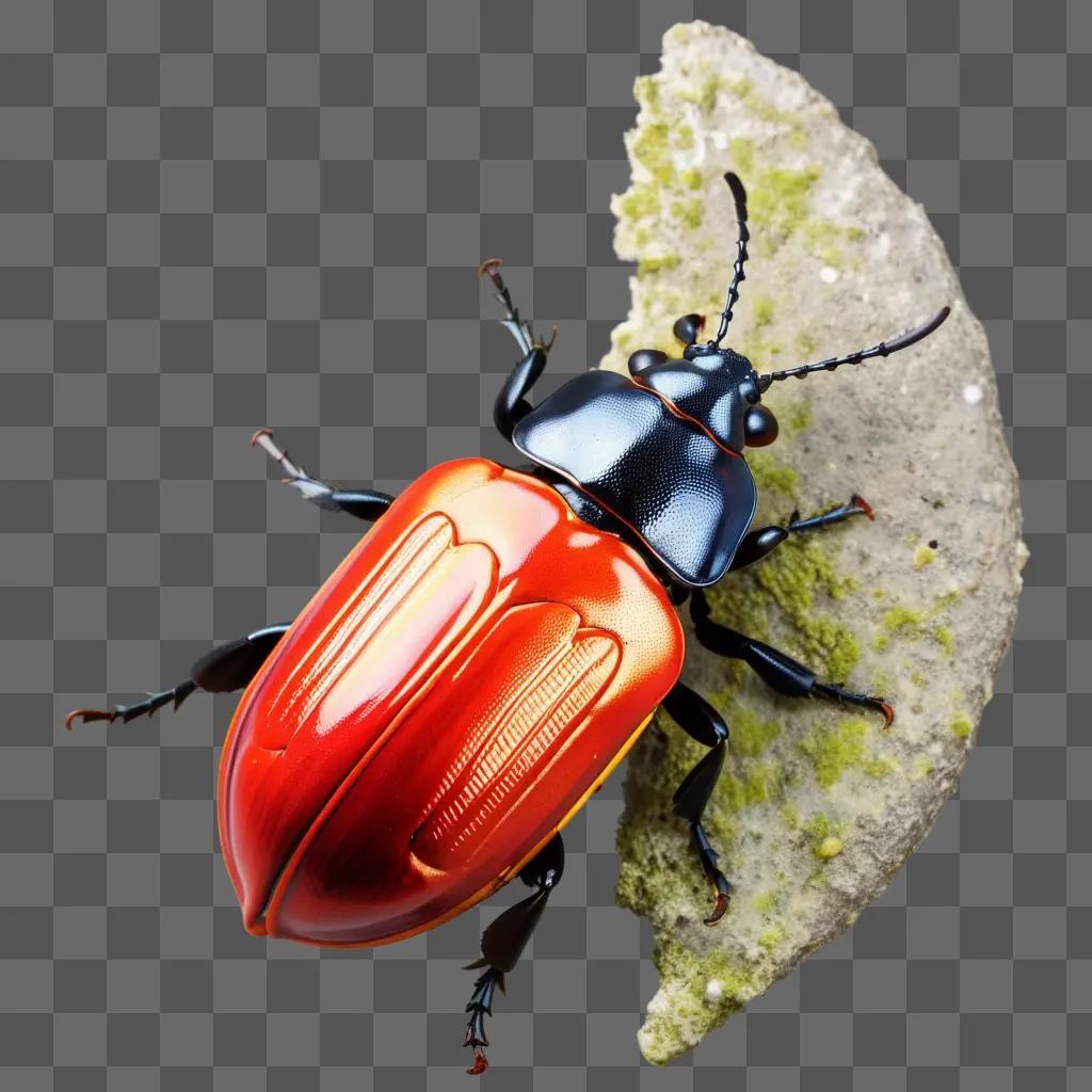 red and black beetle on mossy surface