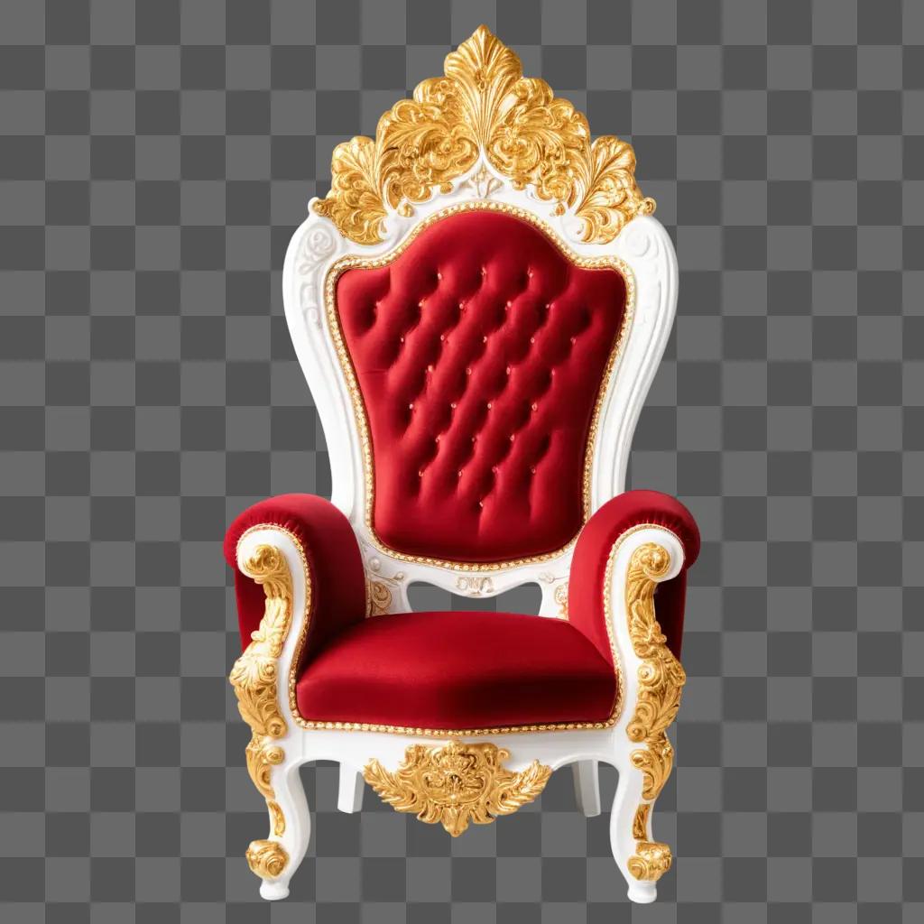 red and gold king chair in a room