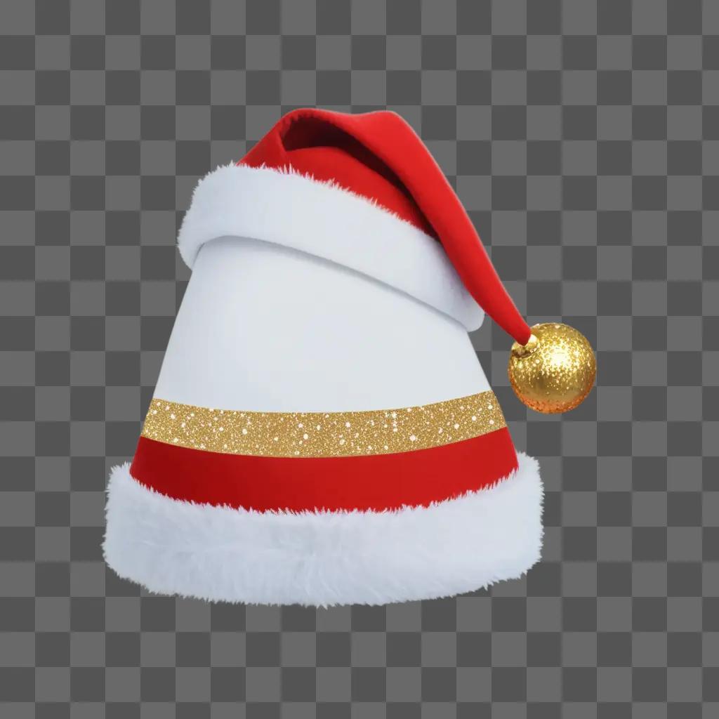 red and white Santa hat with gold trim