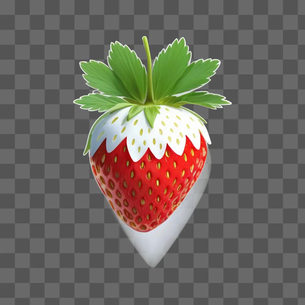 red and white strawberry clipart on a beige background