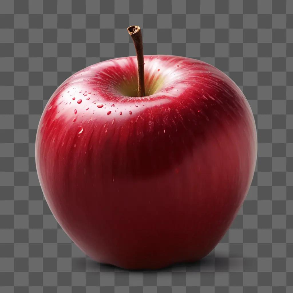 red apple with a stem in a red background