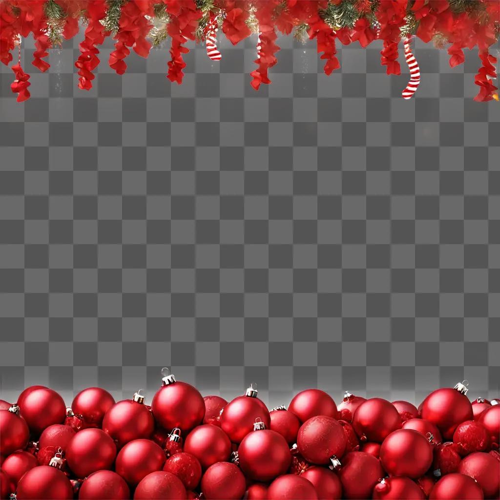 red christmas background Christmas decorations in a red background