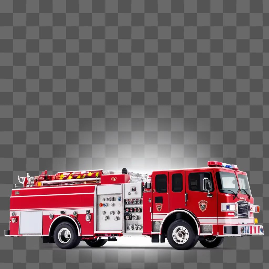 red firetruck with lights and hoses