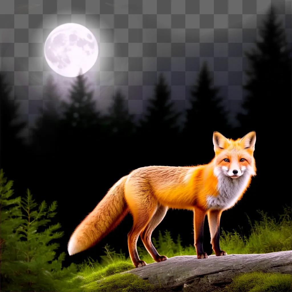 red fox in the woods at night