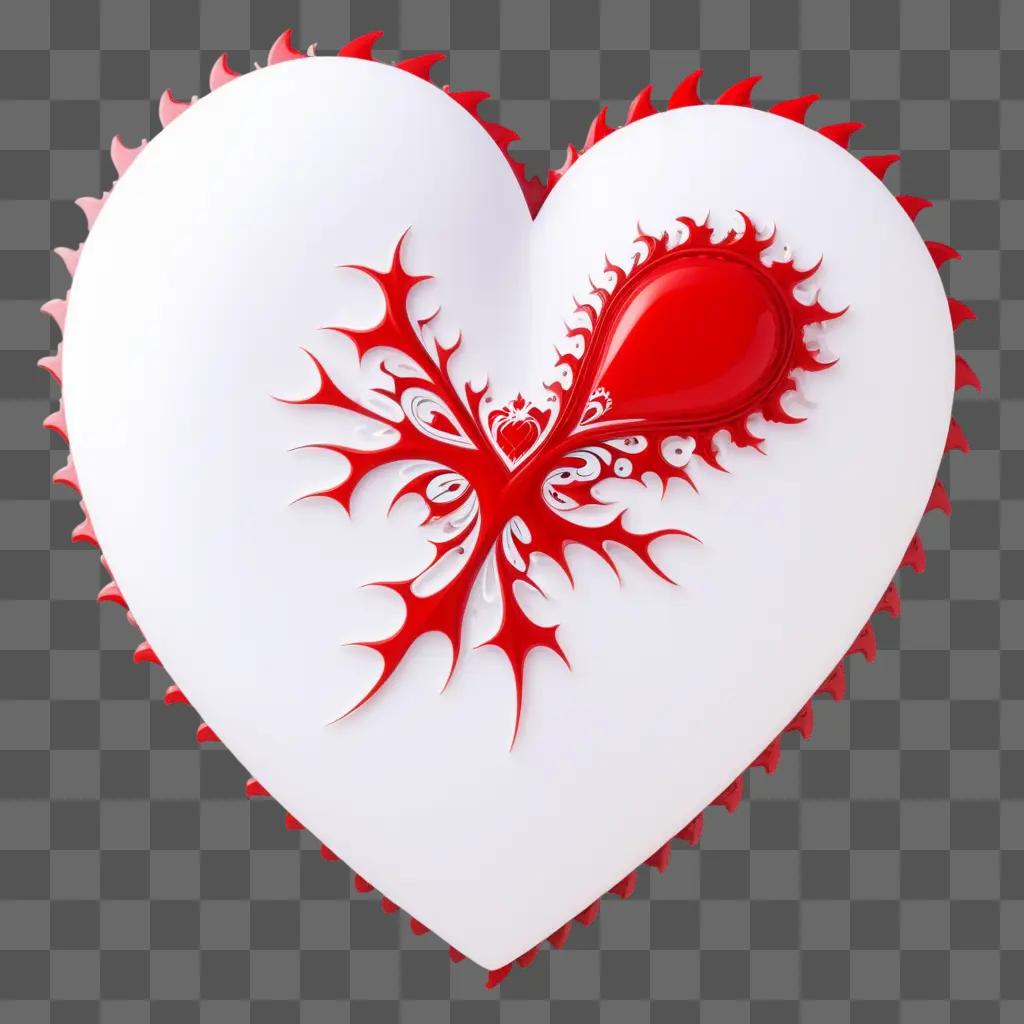 red heart with a red swirl design