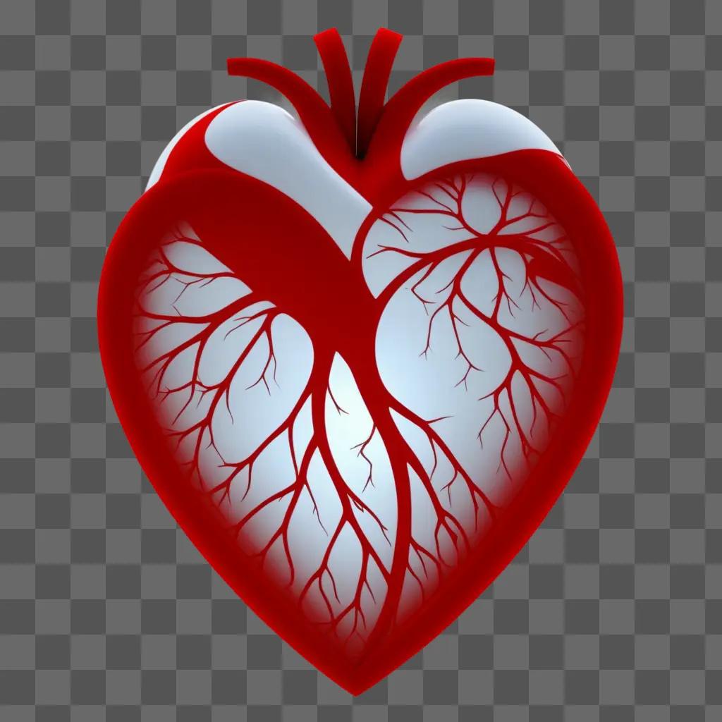 red heart with transparent veins