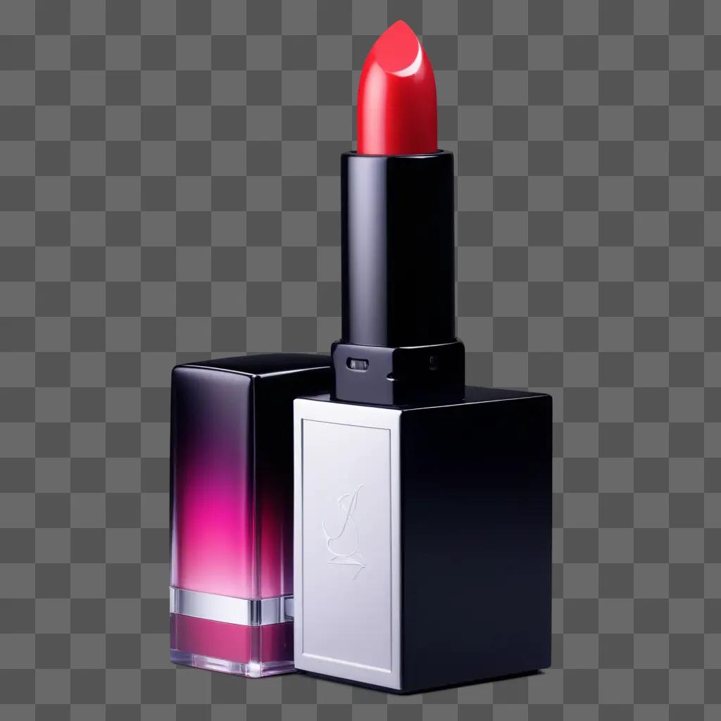 red lipstick sits on a black box