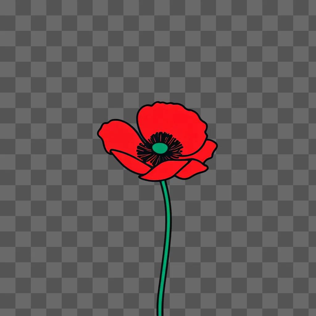 red poppy logo against a red background