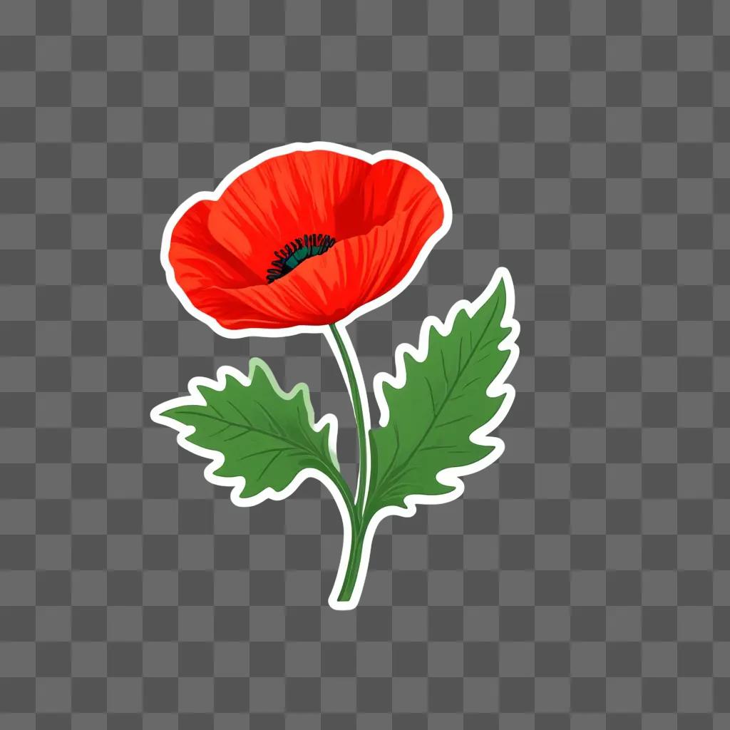 red poppy logo with a green stem and leaf