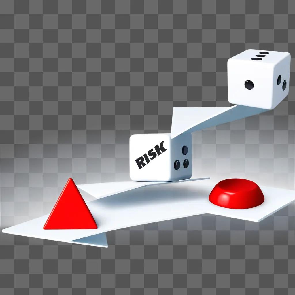 red square and white dice with risk written on them