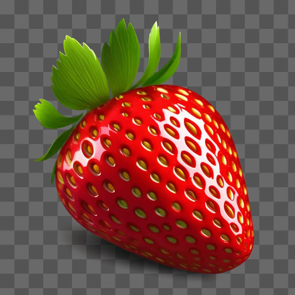 red strawberry with green leaves and holes