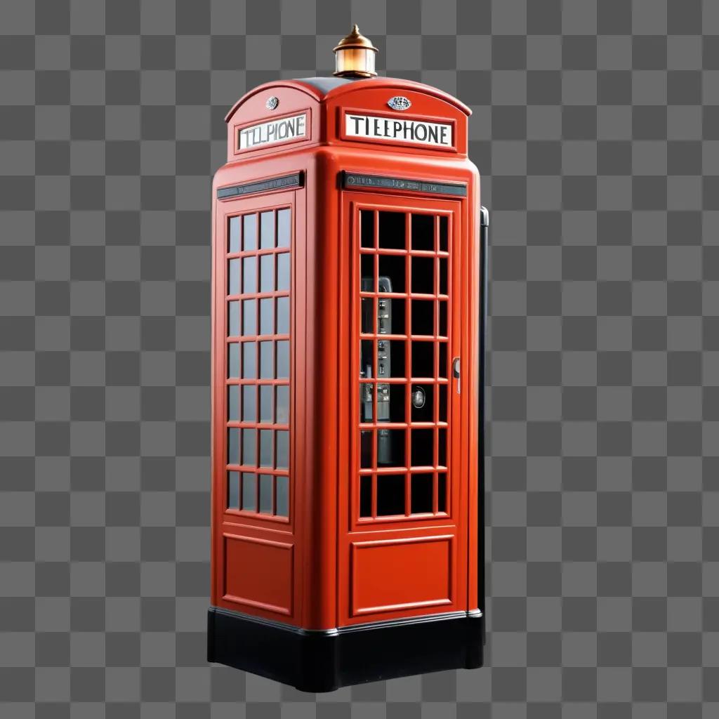 red telephone booth on a red background