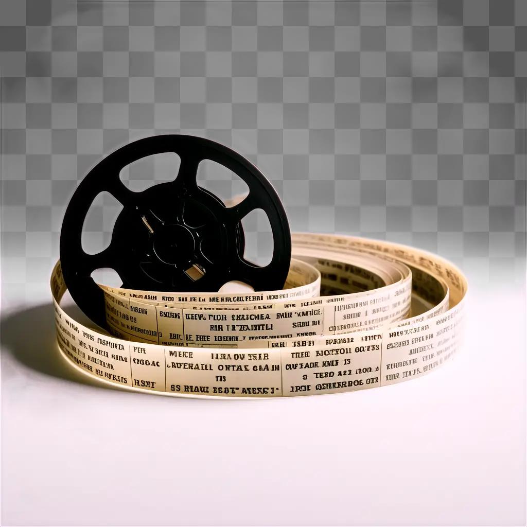 reel of film tape sits on a white background