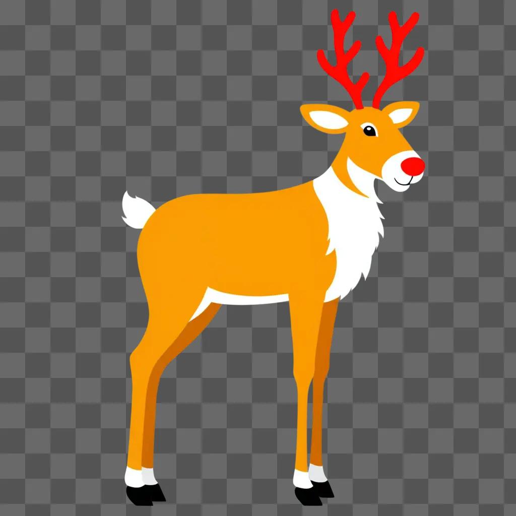 reindeer wearing red noses stands in front of an orange background