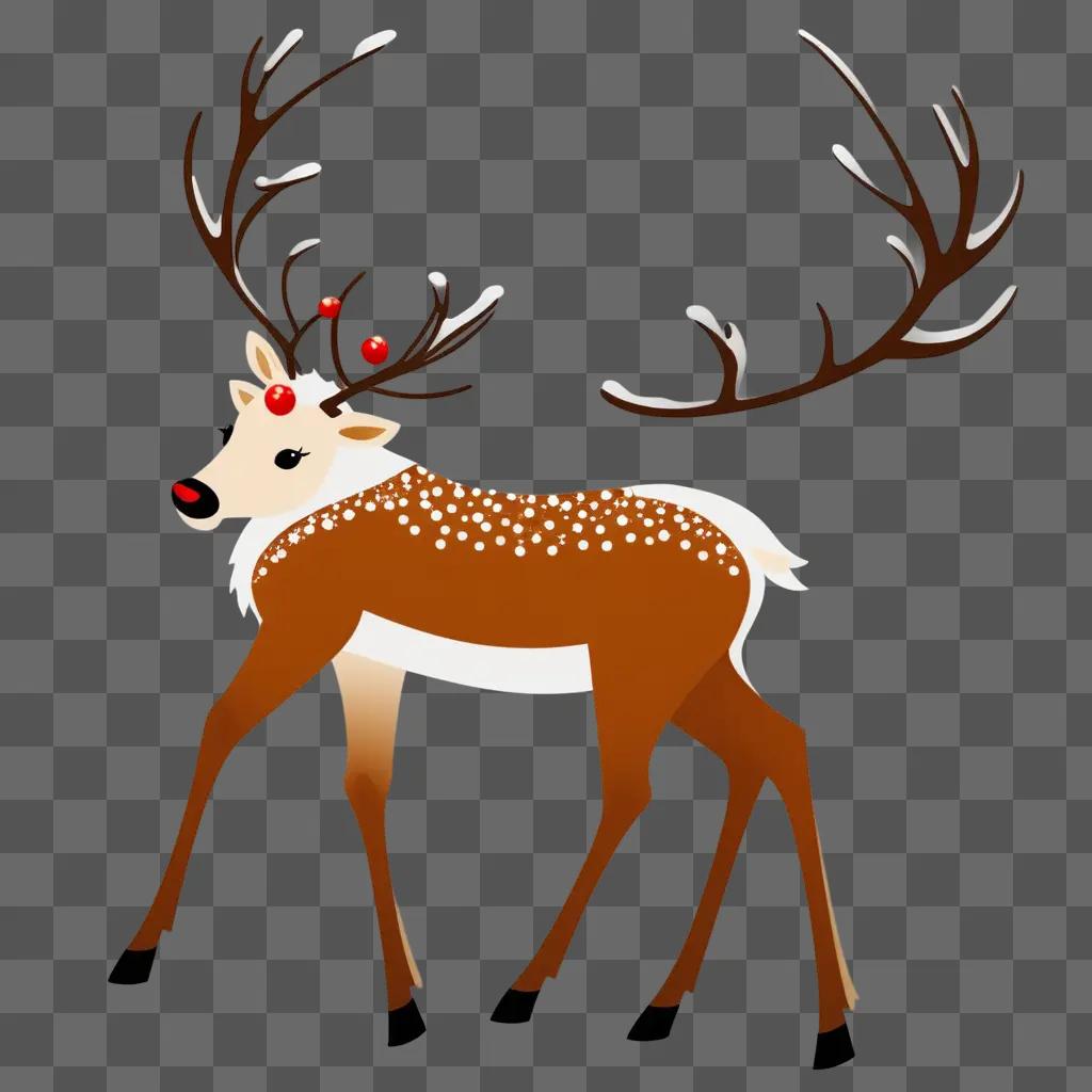 reindeer with a glowing nose on a brown background