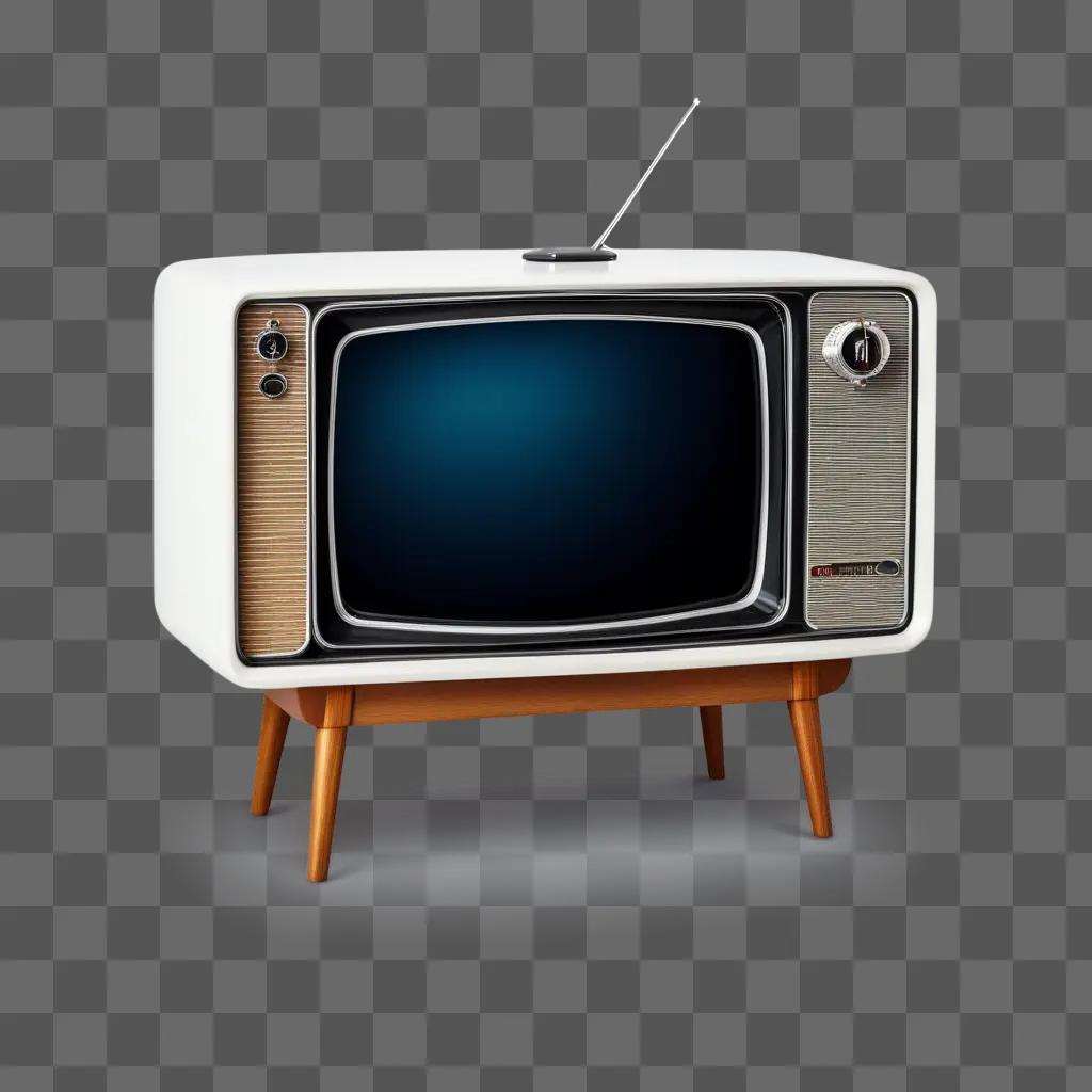 retro TV with a wooden stand