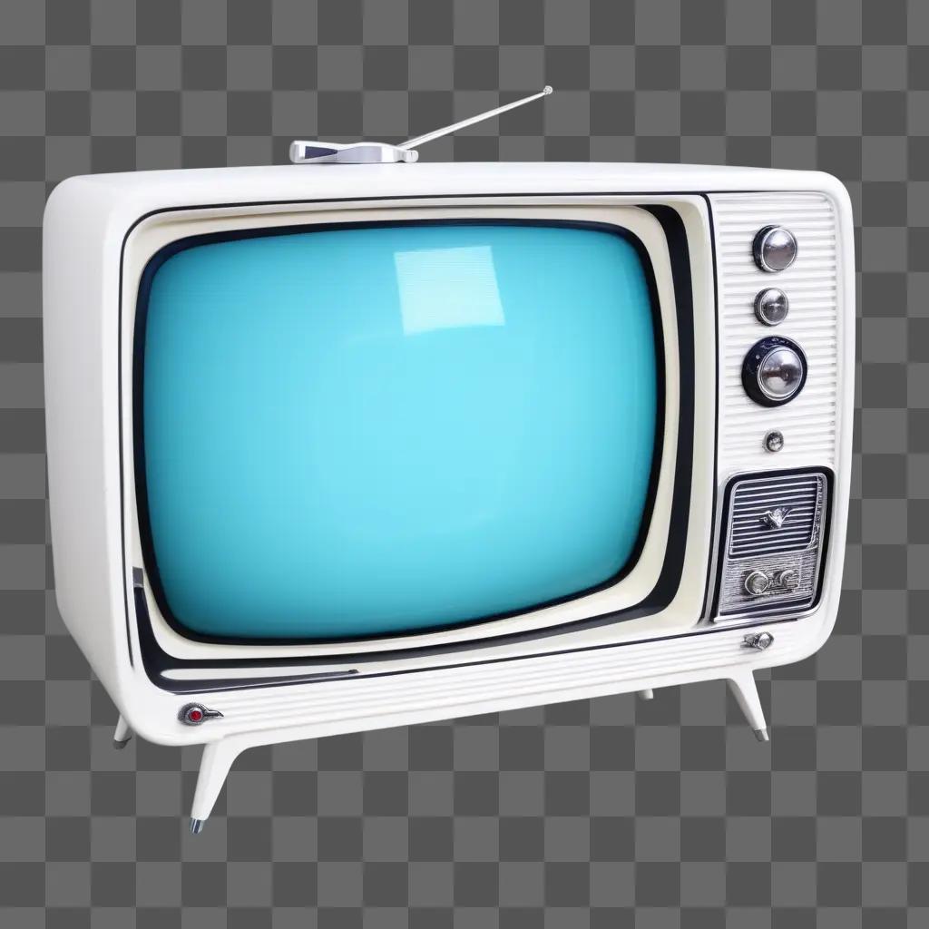 retro television set on a blue background