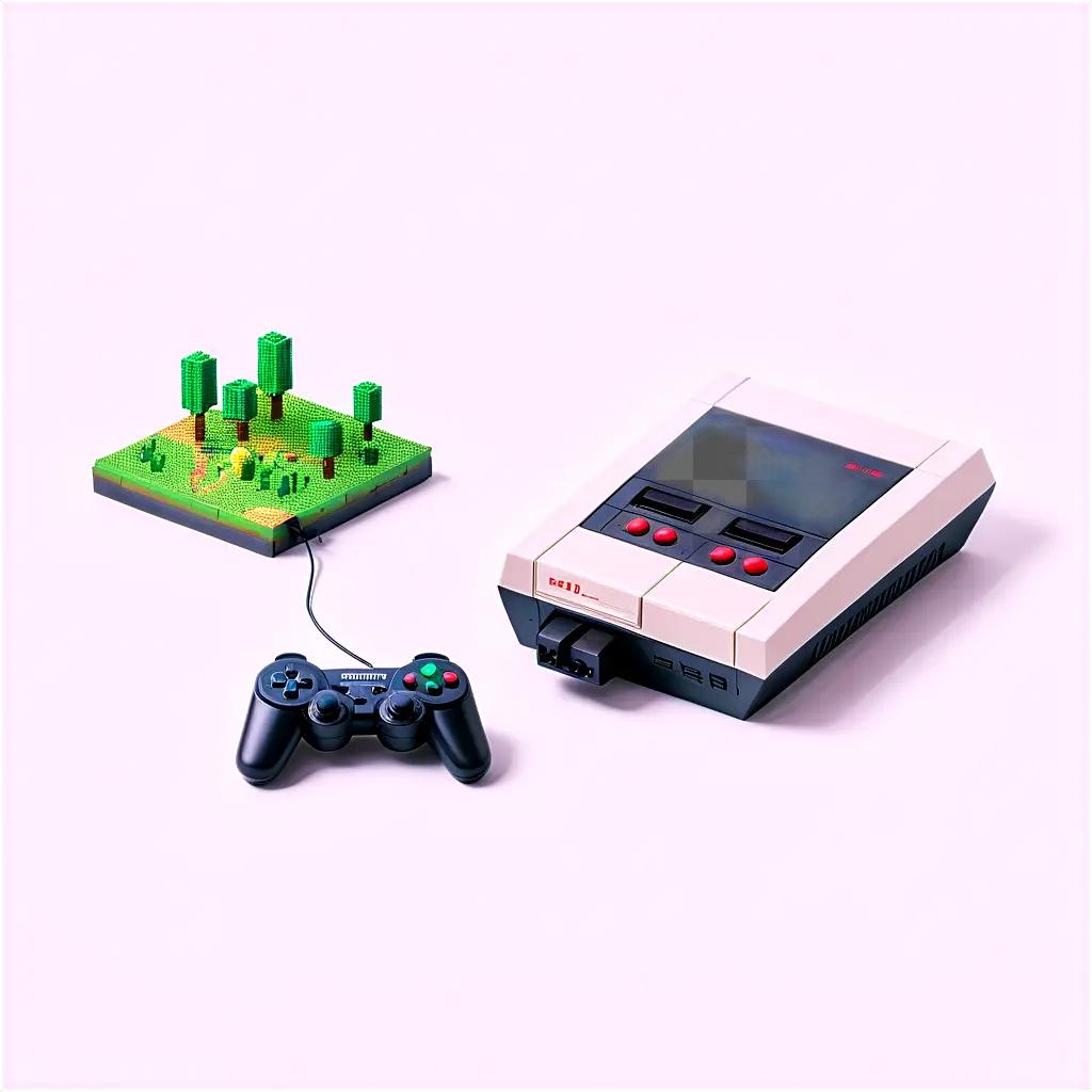 retro video game system with a controller and a monitor