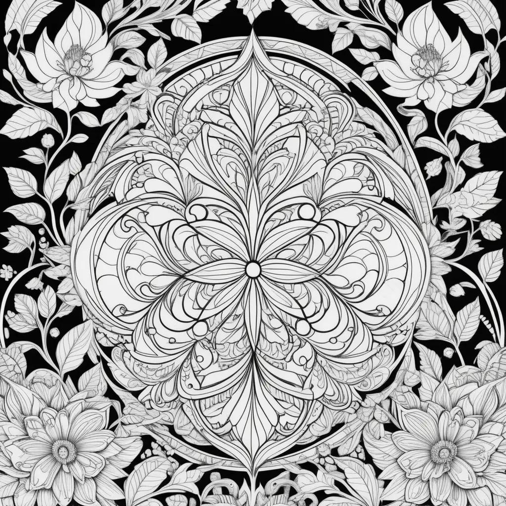 rican American Floral Design Coloring Page