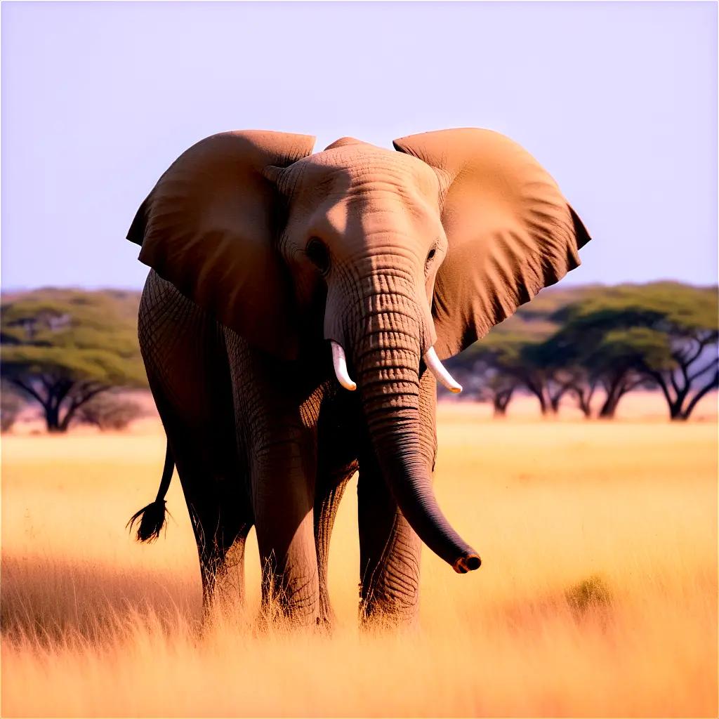 rican elephant in grassy field with trees