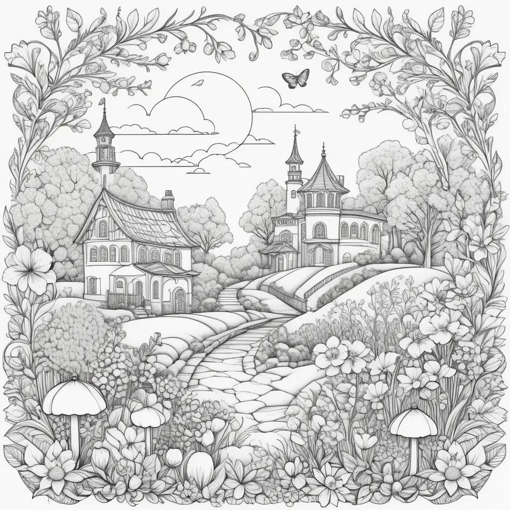 ril coloring pages with a butterfly and a castle