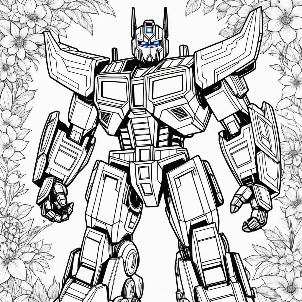 robot coloring page featuring Optimus Prime