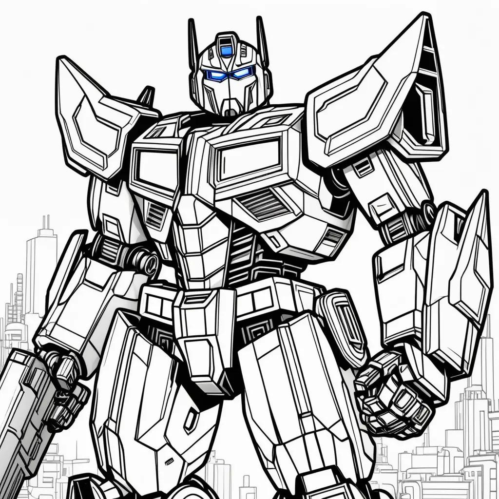 robot is on a coloring page with Optimus Prime