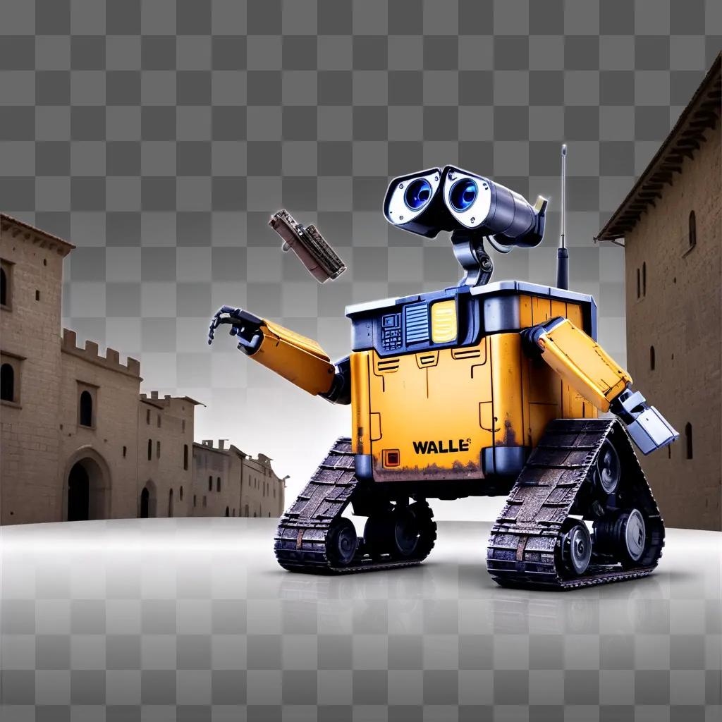 robot named WALL-E floats in the sky