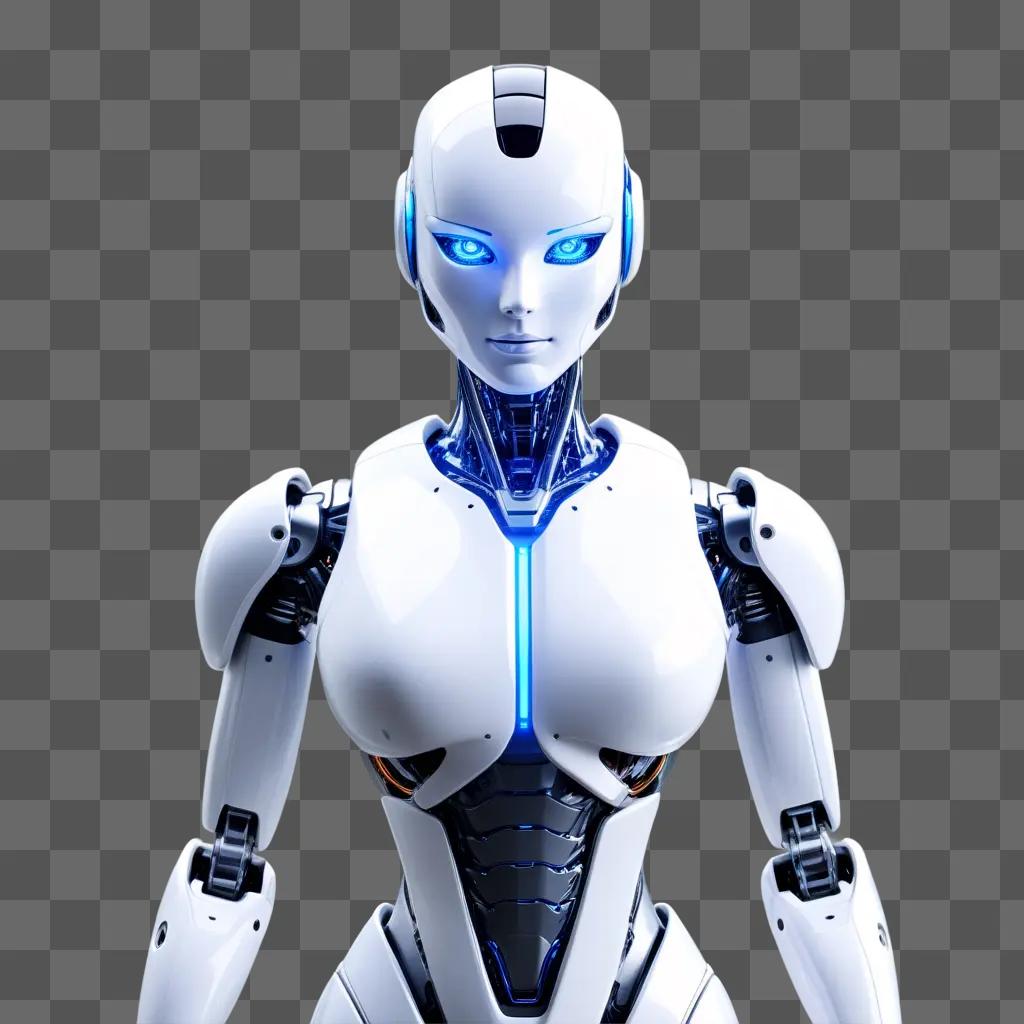 robot with blue eyes and glowing features