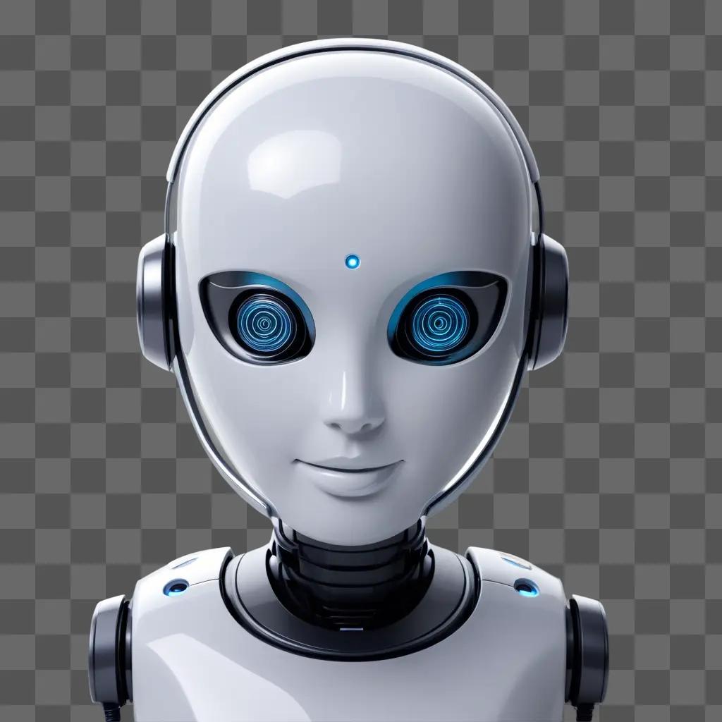 robot with blue eyes and headphones on its head