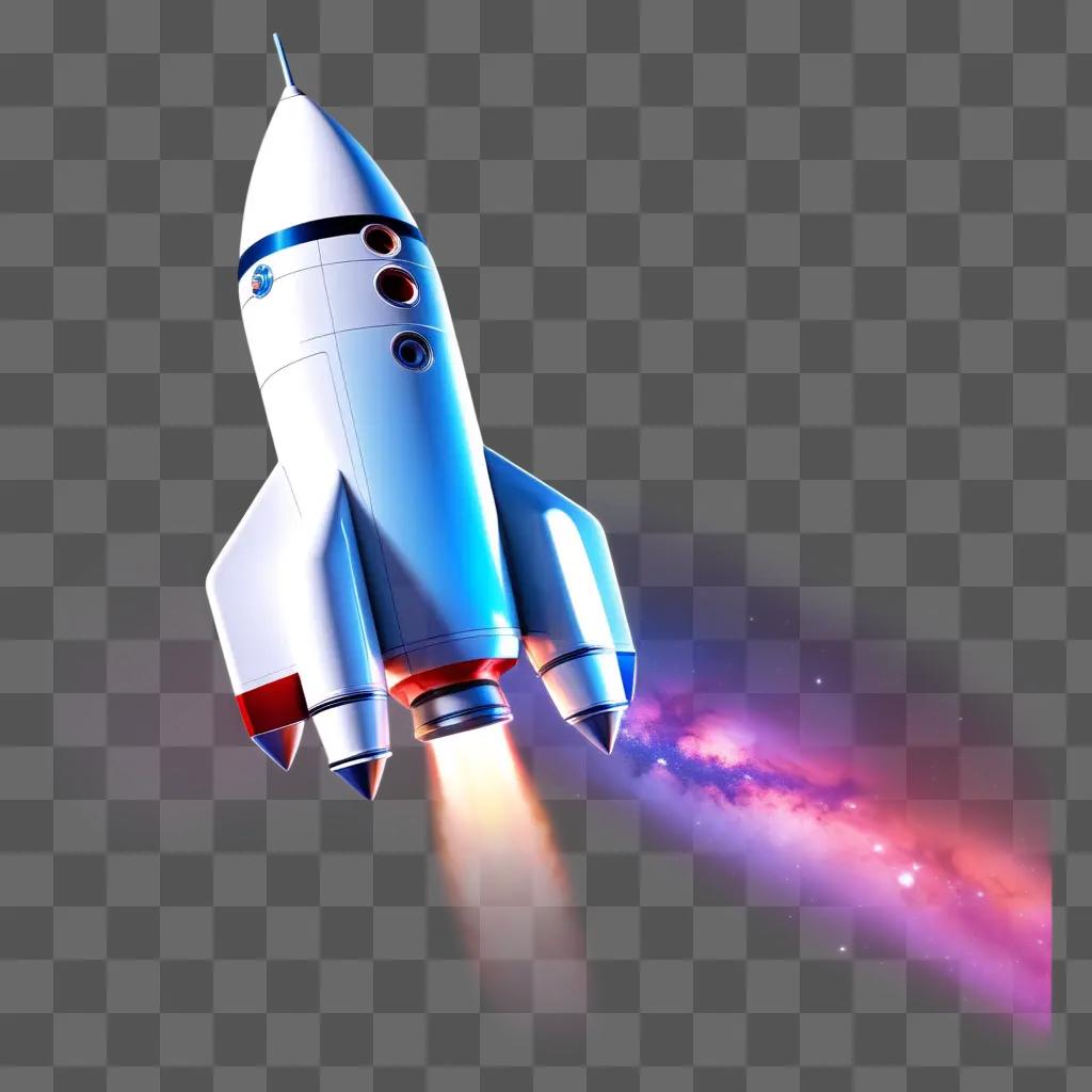 rocket flying through a rainbow of colors