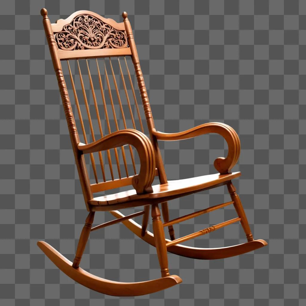 rocking chair against a brown wall