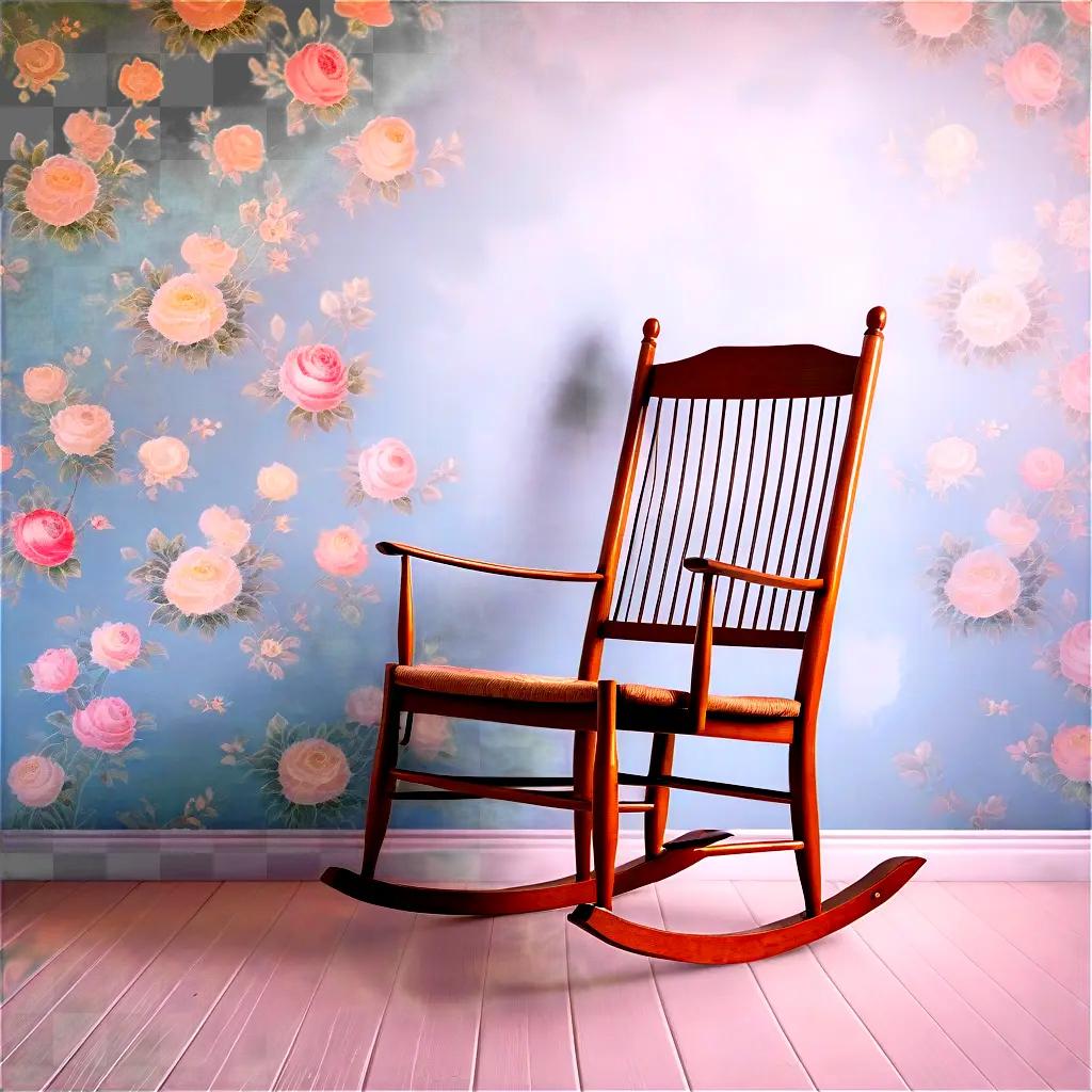 rocking chair in a flower-filled room